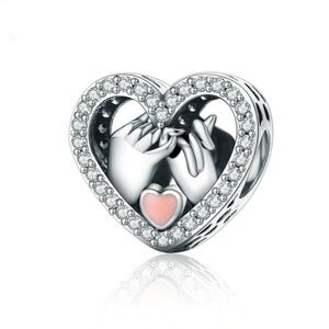 925 Silver plating European Bead Pendant CZ Charm